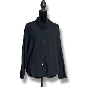 Old Navy Classic Black Button-Down Front Collared Lightweight Long Sleeve Shirt